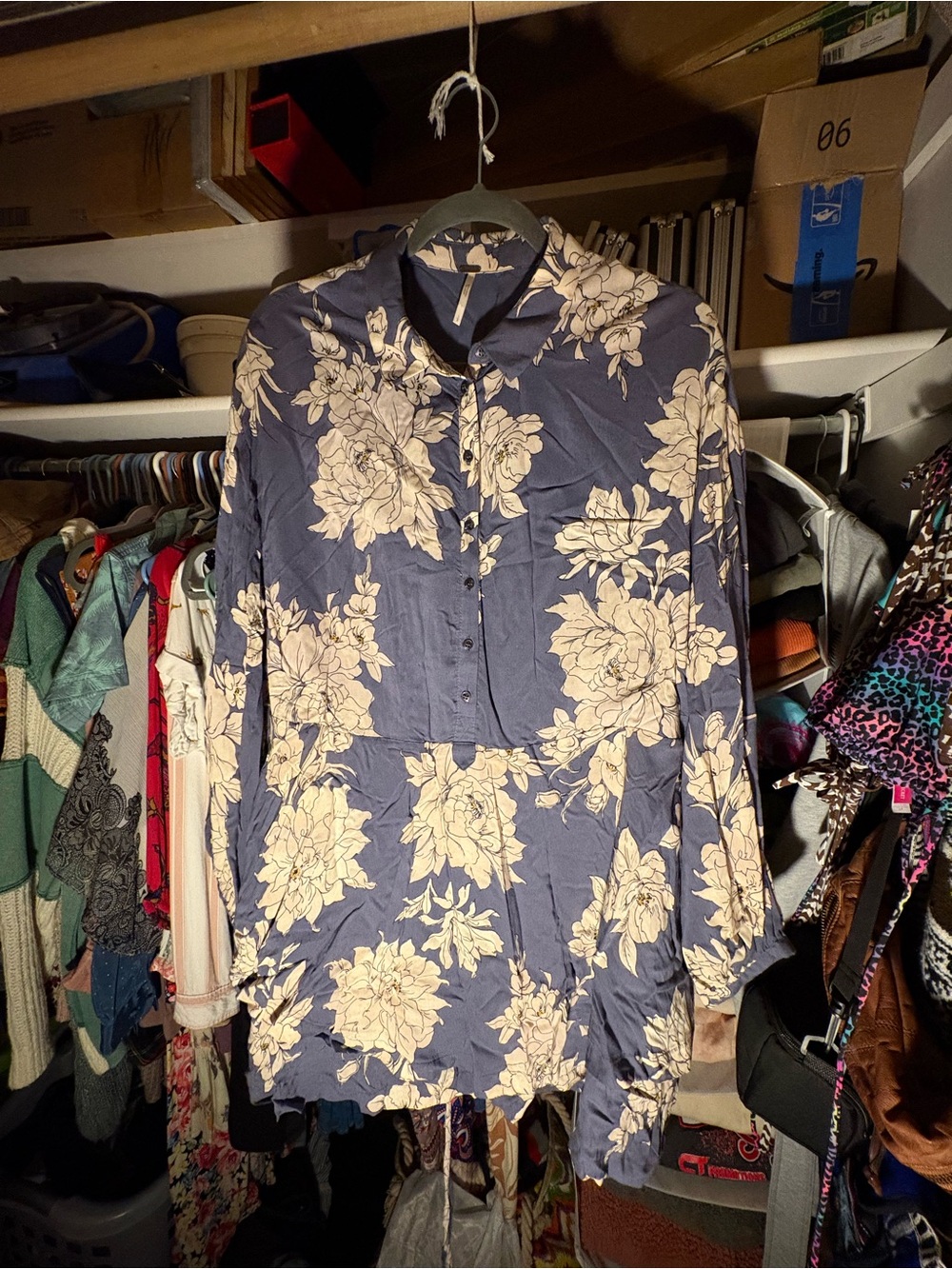 Free People ‘Shake it’ Blue Floral Long Sleeve Dress